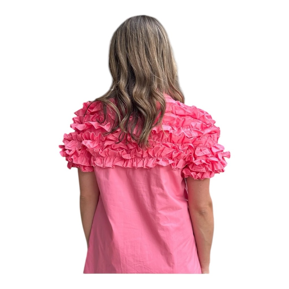 NWT Karlie Florence Pink Ruffle Button Up Top Small - Picture 2 of 10